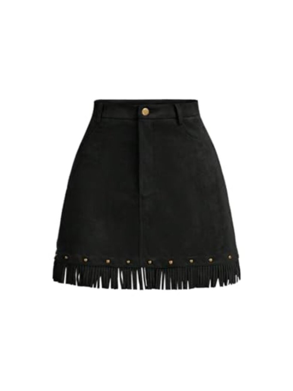Faux Suede Tassel Mini Skirt High Waist A-Line for Women